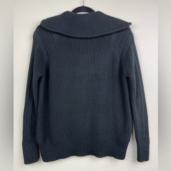 525 America Women's Small Nina 3/4 Zip Sweater Chunky Knit Turtleneck BLACK Pop - Picture 13 of 16